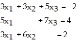 Write the matrix equation as a system of linear equations without matrices: -  A)    B)    C)    D)   