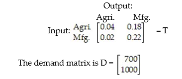 The input-output matrix for an economy is   Find the production matrix X. A)    B)    C)    D)   