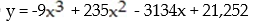 Use the REGRESSION feature on a graphing calculator: -The average retail price in the Spring of 2000 for a used Camaro Z28 coupe depends on the age of the car as shown in the following table.   Find the quadratic model that best estimates this data. Round your answer to whole numbers. A)    B)    C)    D)   