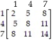 Daisy and Gus write down one of the numbers 1, 4 , or 7. If the sum of the numbers is even Daisy pays Gus that number of dimes. If the sum of the numbers is odd, Gus pays Daisy that number of dimes. Write Daisy's game matrix that corresponds to this situation. A)    B)    C)    D)   