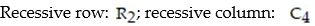 Determine which row(s)  and column(s)  of the game matrix are recessive.   A)    B)    C)    D)   