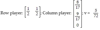 Find the value of the game. -  A)    B)    C)    D)   