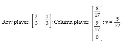 Find the value of the game. -  A)    B)    C)    D)   