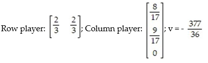 Find the value of the game. -  A)    B)    C)    D)   