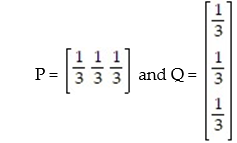 Find the expected value of the game matrix A =   if player 1 and player 2 decide on strategies   A)  1 B)    C)    D)   