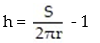 <strong>Solve the formula for the specified variable: -S = 2 \pi rh + 2 \pi r<sup>2</sup> for h</strong> A) h = S - r B) C) D) h = 2 \pi (S - r)