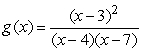 Which of the following formulas has a graph with vertical asymptotes at x = 1 and x = 4, a horizontal asymptote at y = 1, and touches the x-axis at x = 2? A)     B)     C)     D)    