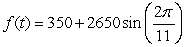   The population in a town oscillates over a 7 year period beginning with a high of 3000 people in year t= 0 and a low of 2300. Find a formula for the town's population. A)    B)    C)    D)   