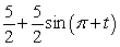 There is a red dot on the outer edge of a wheel. The wheel is rolling on the ground in a counterclockwise direction and has diameter 11 inches. Which of the following is a formula using the sine function for the height of the dot above ground level after t seconds if the wheel completes one full revolution every 2 seconds. At t= 0 the dot in 9 o'clock position. A)    B)    C)    D)   