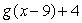 The graph of  Contains the point (-3, 0) . Which formula for a translation of g has a graph containing the point (5, 9) ? A)    B)    C)    D)   