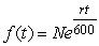 Is the formula for a function representing a quantity which begins at N in year t = 0 and grows at a continuous annual rate of    % given by  ?