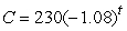 In 2006, the cost of a particular piece of computer equipment was $500 and going down at a rate of 10% per year. Assuming this percentage remains constant, what is the formula for C, the cost of this equipment in dollars, as a function of t, the number of years since 2006? A)    B)    C)    D)   