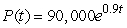 A population is 100,000 in year t = 0 and declines at a continuous rate of 8% per year. What is the formula for  , the population in year t? A)    B)    C)    D)   