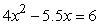 Solve    by the quadratic formula. Round your answers to 2 decimal places. List the answers in the form  A, B , with A < B.