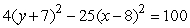 The parameterization for the lower half of the hyperbola    using hyperbolic functions is   , where a = _____, b = _____, c = _____, and d = _____.