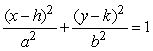 If the ellipse    is written in standard form   , then h = _____, k = _____, a = _____, and b = _____.
