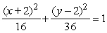 Which of the following is the implicit equation for the ellipse graphed below?     A)    B)    C)    D)   
