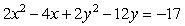 Identify the center and radius of    