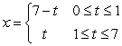Let y = t be one part of a parametric equation. Which of the following formulas for x as a function of t on   completes the parameterization of the graph of a straight line from (0, 0)  to (1, 1) , and then continuing from (1, 1)  in a straight line to (0, 2) ? A)    B)    C)    D)   