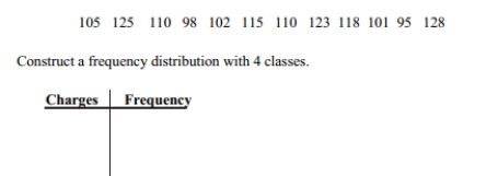 The following data set represents Heather's average monthly charges (in $)for cable TV for the past 12 months.