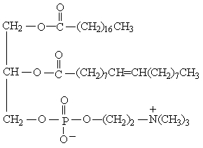 <strong>How many products are obtained when the phospholipid below is saponified? </strong> A) 2 B) 5 C) 3 D) 6