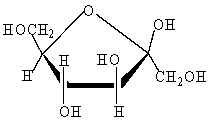  Shown below is a cyclic form of D-Fructose. This structure is classified as ___.   A)   \alpha -D-fructopyranose B)  \beta -D-fructopyranose C)   \beta -D-fructofuranose D)   \alpha -D-fructofuranose 