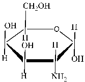 What is the name of this carbohydrate?   A)   -D-aminogalactose B)    \alpha -D-galactosaminofuranose C)   \alpha -D-galactosaminopyranose D)   -D-galactosaminopyranose 