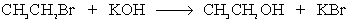 Identify the nucleophile in this reaction.   A)  K<sup>+</sup> B)  CH<sub>3</sub>CH<sub>2</sub>Br C)  CH<sub>3</sub>CH<sub>2</sub>OH D)  OH<sup>-</sup>