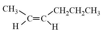 Which of the following molecules represent trans- 2-Hexene? A)    B)    C)    D)   