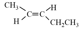 Which of the following molecules represent trans- 2-Hexene? A)    B)    C)    D)   