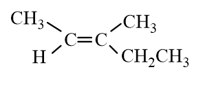Which of the following molecules represent trans- 2-Hexene? A)    B)    C)    D)   