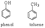  Phenol and toluene (structures shown below)  have similar molecular weights.   Which of the following statements accounts for the higher boiling point of phenol (182 \degree C)  than that of toluene (111 \degree C) ? A)  Toluene is more soluble in water than phenol. B)  Phenol molecules are primarily attracted to one another by London forces. C)  Toluene has greater hydrogen bonding interactions than phenol. D)  Phenol molecules are primarily attracted to one another by hydrogen bonds. 