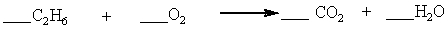Which set of coefficients properly balance the equation below, going from reactants to products?   A)  1,3,2,3 B)  1,7,4,3 C)  2,7,4,6 D)  2,3,2,3