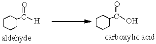 In the following reaction, the aldehyde has been   A)  Reduced B)  Oxidized C)  Hydrolysed D)  None of these choices.