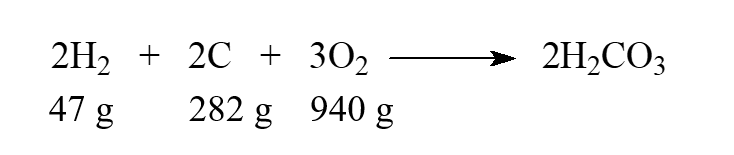 While this isn't a real reaction, we can say that carbonic acid, H<sub>2</sub>CO<sub>3</sub>, can be produced directly from the elements. Choose the statement that is correct when the given masses are supplied to react.   A)  Hydrogen is the limiting reactant. B)  Carbon is the limiting reactant. C)  Oxygen is the limiting reactant. D)  There is no limiting reactant.