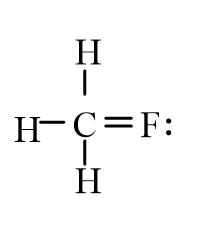 An isotope of fluoromethane, CH<sub>3</sub>F, has been used for cerebral blood flow measurement. Which of the following represent the correct line-bond structure of fluoromethane? (C is the central atom.)  A)    B)    C)    D)   