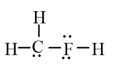 An isotope of fluoromethane, CH<sub>3</sub>F, has been used for cerebral blood flow measurement. Which of the following represent the correct line-bond structure of fluoromethane? (C is the central atom.)  A)    B)    C)    D)   