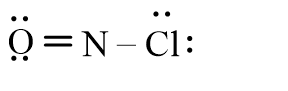 Which of the following represents the correct line-bond structure of nitrosyl chloride (ONCl) ? In this molecule, nitrogen is the central atom. A)    B)    C)    D)   