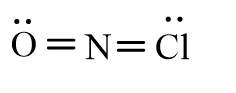 Which of the following represents the correct line-bond structure of nitrosyl chloride (ONCl) ? In this molecule, nitrogen is the central atom. A)    B)    C)    D)   