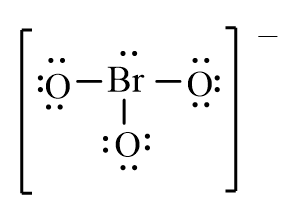 Which of the following is the correct line-bond structure for the BrO<sub>3</sub><sup>-</sup> ion? A)    B)    C)    D)   