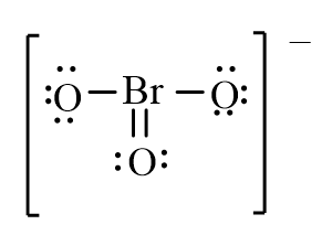 Which of the following is the correct line-bond structure for the BrO<sub>3</sub><sup>-</sup> ion? A)    B)    C)    D)   