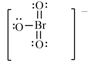 Which of the following is the correct line-bond structure for the BrO<sub>3</sub><sup>-</sup> ion? A)    B)    C)    D)   
