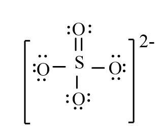 The correct line-bond structure for SO<sub>4</sub><sup>2-</sup> ion is A)    B)    C)    D)   