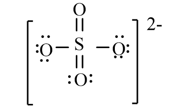 The correct line-bond structure for SO<sub>4</sub><sup>2-</sup> ion is A)    B)    C)    D)   