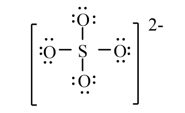 The correct line-bond structure for SO<sub>4</sub><sup>2-</sup> ion is A)    B)    C)    D)   