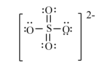 The correct line-bond structure for SO<sub>4</sub><sup>2-</sup> ion is A)    B)    C)    D)   