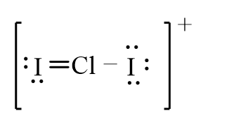 The correct line-bond structure for ClI<sub>2</sub><sup>+</sup> ion is A)    B)    C)    D)   