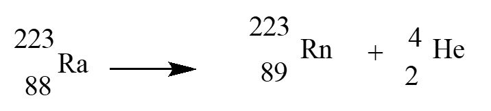 <strong>In an alpha therapy, Radium-223is used as a radioactive \alpha -emitter. The correct nuclear equation for this emission event is?</strong> A) B) C) D)