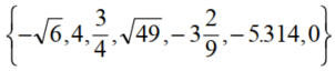 List the elements of the set    that are also elements of each given set. -Whole numbers