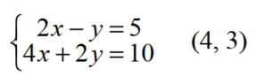 Determine whether each given ordered pair is a solution of each system. - 